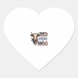 Patriotische Kuh Rot Weiß Moo 4. Juli Shirt Desi Herz-Aufkleber