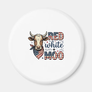 Patriotische Kuh Rot Weiß Moo 4. Juli Shirt Desi Magnet