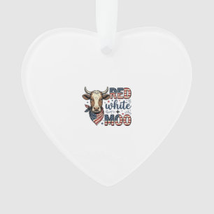Patriotische Kuh Rot Weiß Moo 4. Juli Shirt Desi Ornament