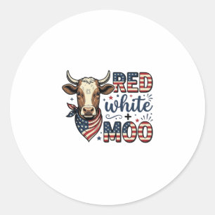 Patriotische Kuh Rot Weiß Moo 4. Juli Shirt Desi Runder Aufkleber