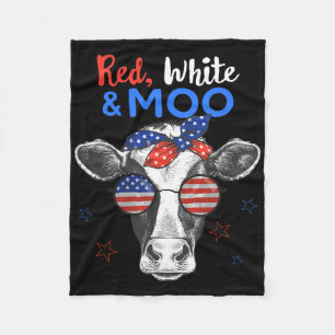 Patriotische Kuh USA-Flagge Lustig 4. Juli Rot Wei Fleecedecke