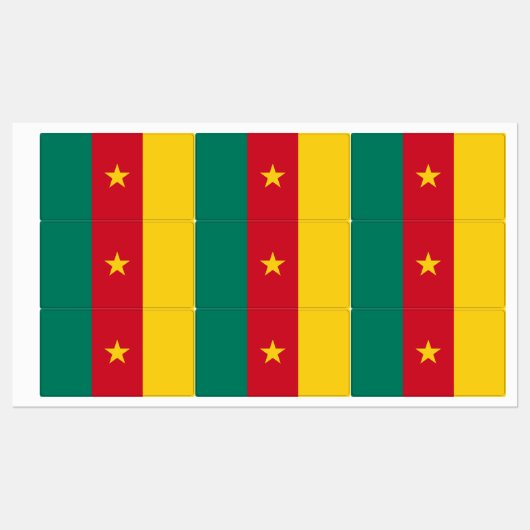 Patriotische Labels mit Flagge Kameruns Etiketten (Blatt)