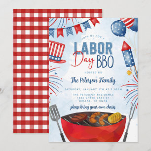 Patriotische Labor-Day-Grillparty Einladung