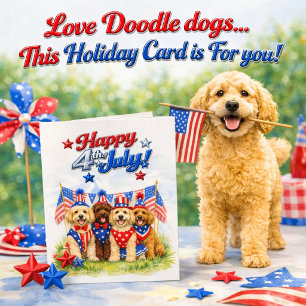 Patriotische Labradoodle-Hundekunst zum 4. Juli Feiertagskarte