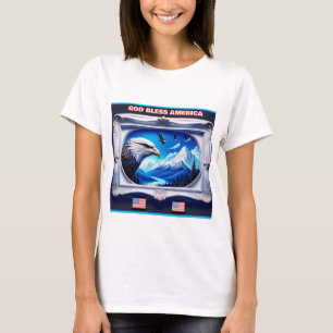 Patriotische Landschaft mit Adlerfahnen T-Shirt