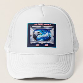 Patriotische Landschaft mit Bald-Adler-amerikanisc Truckerkappe