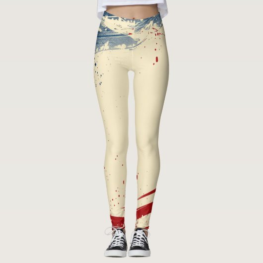 Patriotische Leggings Blau und Rot (Vorderseite)