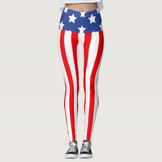 Patriotische Leggings mit hoher Taille (Vorderseite)