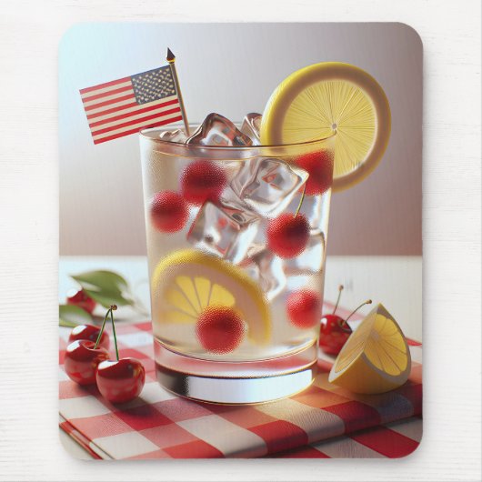 Patriotische Lemonade mit Kirschen Mousepad (Vorne)