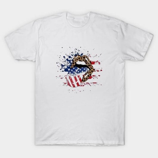 Patriotische Leopard Lips T-Shirt