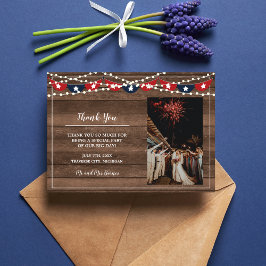 Patriotische Lichter Rahmen Juli vierte Bannerhoch Dankeskarte