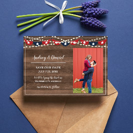 Patriotische Lichter Rahmen Juli vierte Bannerhoch Save The Date