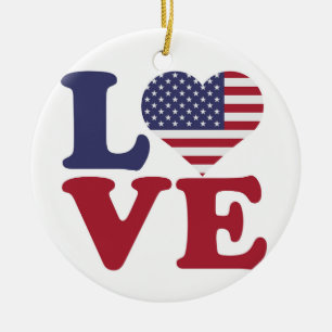 Patriotische Liebe der amerikanischen Flagge Keramik Ornament
