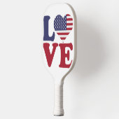 Patriotische Liebe der amerikanischen Flagge Pickleball Schläger (Links)