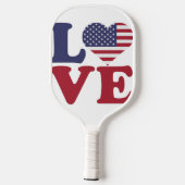 Patriotische Liebe der amerikanischen Flagge Pickleball Schläger (Rückseite)
