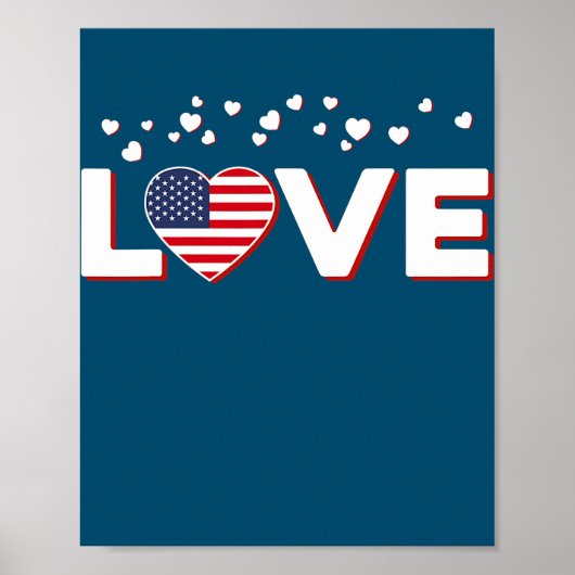 Patriotische Liebe Herz US USA Flag 4. Poster (Vorne)