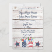 Patriotische Liebe II Rustikale 4. Juli Foto Hochz Einladung (Vorderseite)