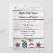 Patriotische Liebe II Rustikale Amerikanische Unab Einladung (Vorderseite)