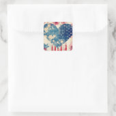 Patriotische Liebe und Florals Quadratischer Aufkleber (Tasche)