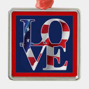 Patriotische Liebe und Weihnachten Ornament Aus Metall