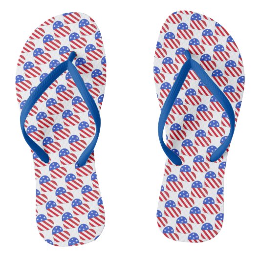 Patriotische Liebe USA Stars Stripes Heart America Badesandalen (Fußbett)
