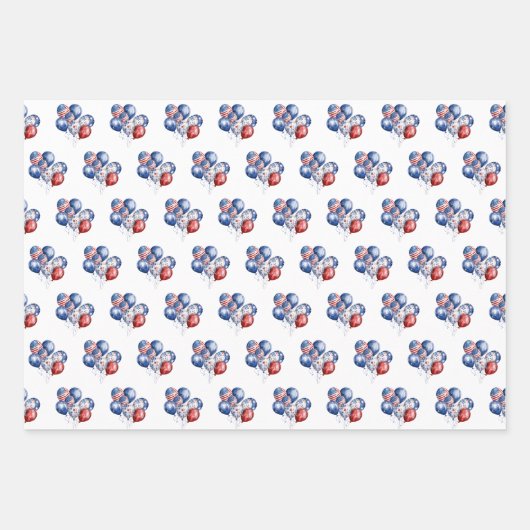 Patriotische Luftballons aus den USA Geschenkpapier Set (Vorderseite)