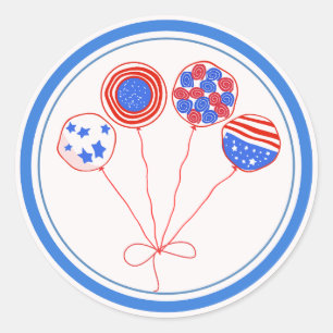 Patriotische Luftballons mit roten Rändern Runder Aufkleber