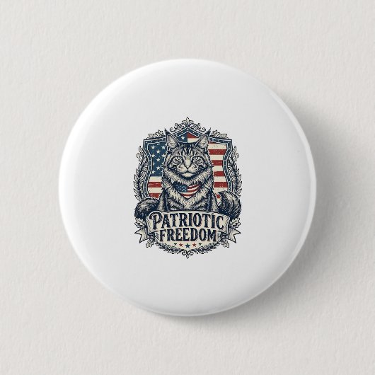 Patriotische Maine Coon Katze Button (Vorderseite)