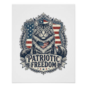 Patriotische Maine Coon Katze Poster