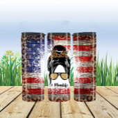 Patriotische Mama Life Design mit Leopard Print Thermosbecher