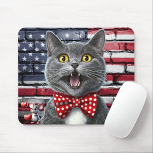 Patriotische Maus und KatzenMaus-Pad Mousepad