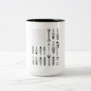Patriotische Mechaniker USA-amerikanische Flagge Zweifarbige Tasse