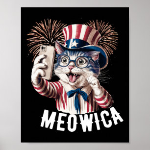 Patriotische Meowica 4. Juli Katze Amerikanische F Poster