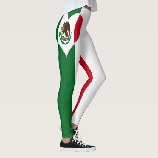 Patriotische Mexikanische Flagge Herz Leggings (Rechts)
