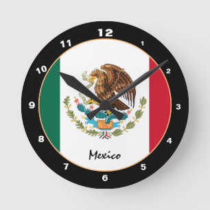 Patriotische mexikanische Flagge, Mexiko Zuhause / Runde Wanduhr