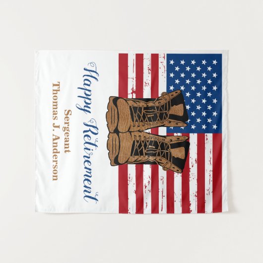 Patriotische Militärarmee Ruhestand American Flag Wandteppich (Vorderseite (Horizontal))