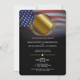 Patriotische Militärische amerikanische Flagge und Einladung