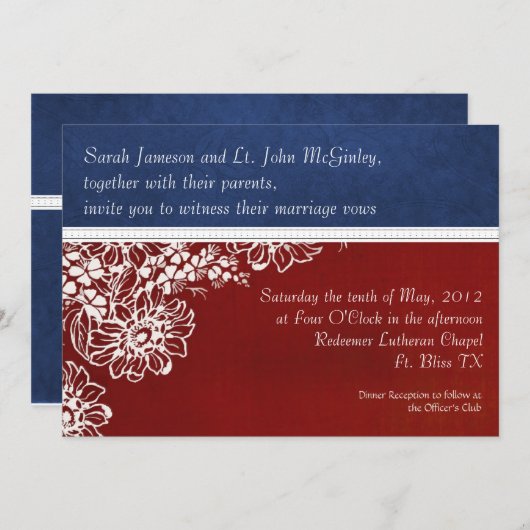 Patriotische militärische rote weiße und blaue einladung (Vorne/Hinten)