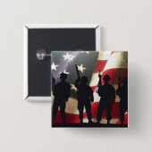Patriotische Militärsoldat-Silhouette Button (Vorne & Hinten)