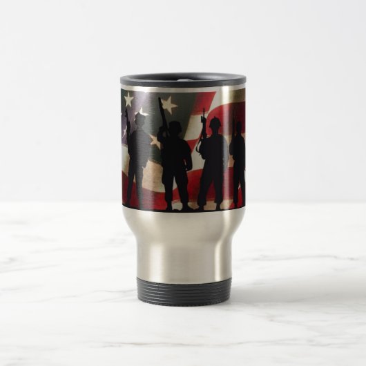 Patriotische Militärsoldat-Silhouette Reisebecher (Mittel)
