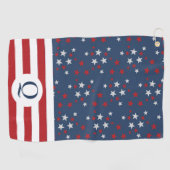 Patriotische Mit Monogramm US Flagge Golfhandtuch (Horizontal)