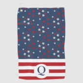 Patriotische Mit Monogramm US Flagge Golfhandtuch (Vorderseite)