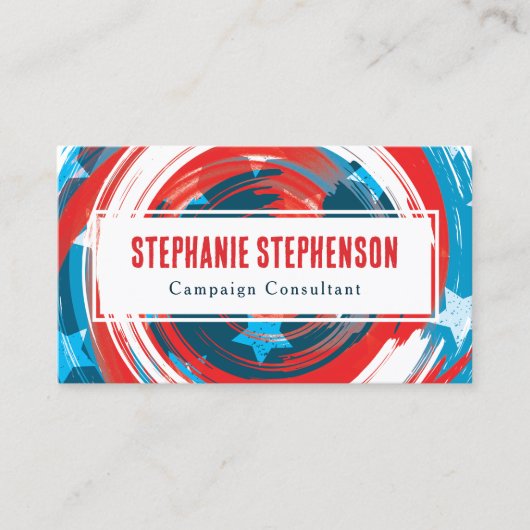 Patriotische Moderne Red White Blue Abstrakt Ameri Visitenkarte (Vorderseite)