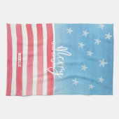 Patriotische moderne Wasserfarbenflagge Geschirrtuch (Horizontal)