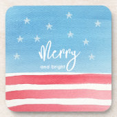 Patriotische moderne Wasserfarbenflagge Getränkeuntersetzer (Vorderseite)