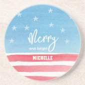 Patriotische moderne Wasserfarbenflagge Getränkeuntersetzer (Vorne)