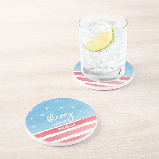 Patriotische moderne Wasserfarbenflagge Getränkeuntersetzer (Seite)