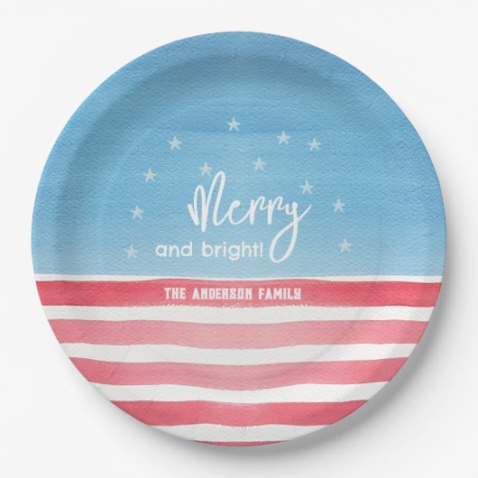 Patriotische moderne Wasserfarbenflagge Pappteller (Vorderseite)