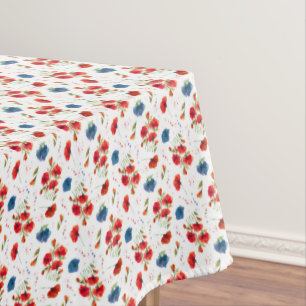Patriotische Mohnblumen in Rot Weiß Blau Tischdecke