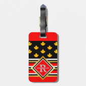 Patriotische Monogramm Imitate Gold Ahorn Rot und Gepäckanhänger (Rückseite vertikal)